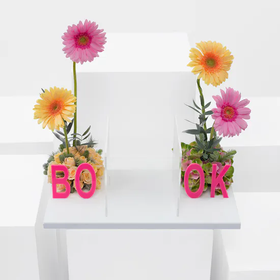 Pink Acrylic Books Holder | Flowers