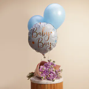 Stunning Flowers Bouquet | Baby Boy Balloons