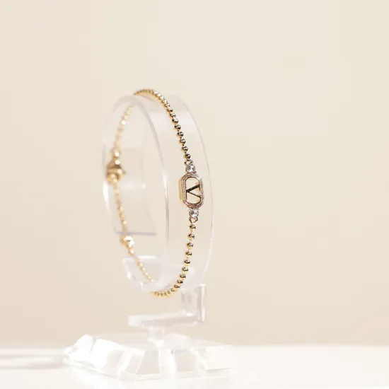 Valentino Garavani Ovalette Metal and Swarovski Crystals Bracelet