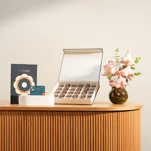Floward 100 USD Card and Essence of Joy Medium Chocolate Box | Charming Flowers