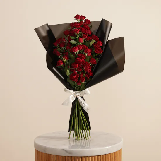 Midnight Passion Baby Rose Bouquet | 15 Flowers
