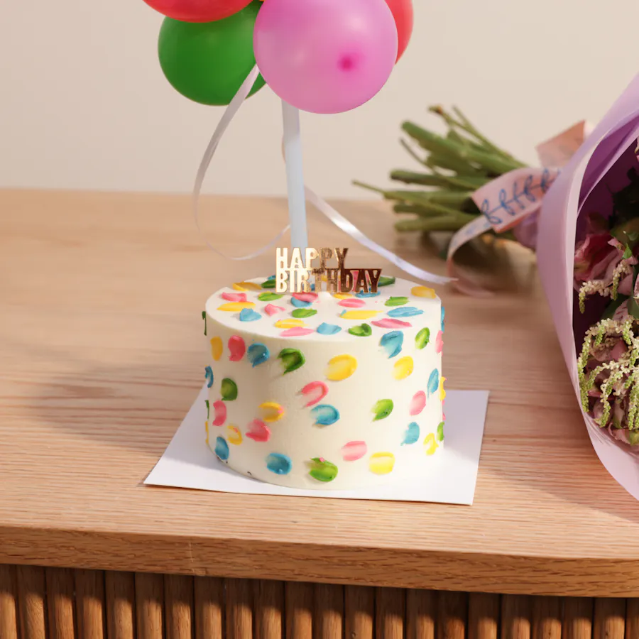Sweet Atelier Small Birthday Cake | Flowers Bouquet 4