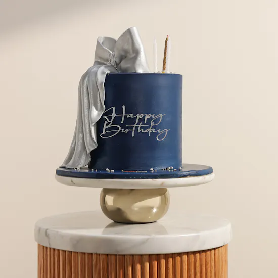 BreadTalk Silver Ribbon Navy Birthday Cake