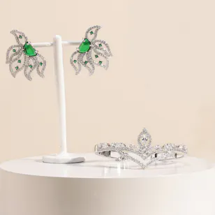 Floward Silver Jewelry Set | Aqua Green