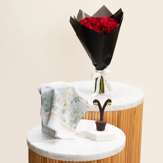 Hrh Angelo Women's Earrings | Emma Liana Scarf and Flowers