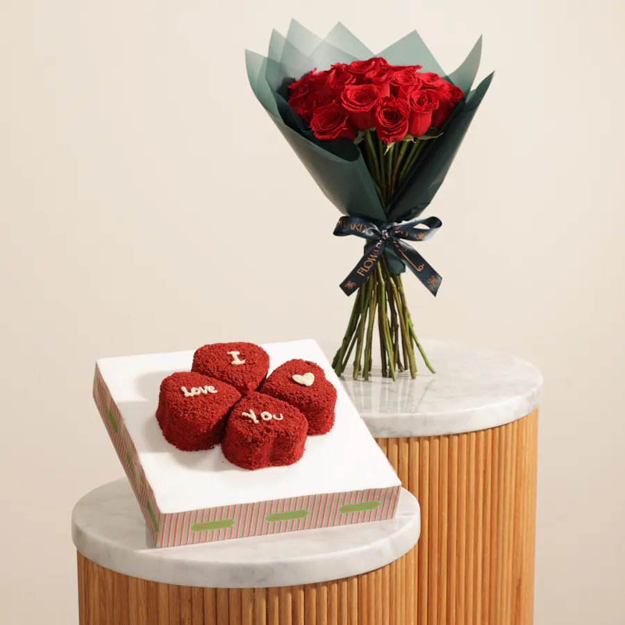 Floward I Love You Red Hearts Cake | Romantic Flowers 3