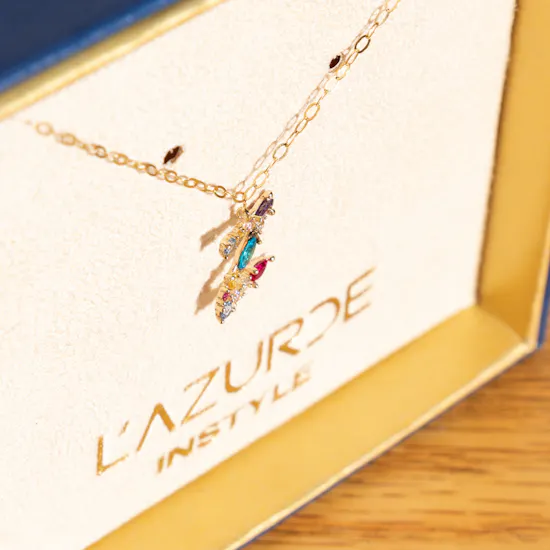 L'azurde Letter Z Colored Stones Necklace