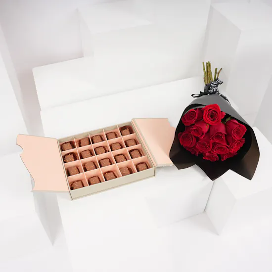 Floward Crunchy Chocolate Box | Red Roses