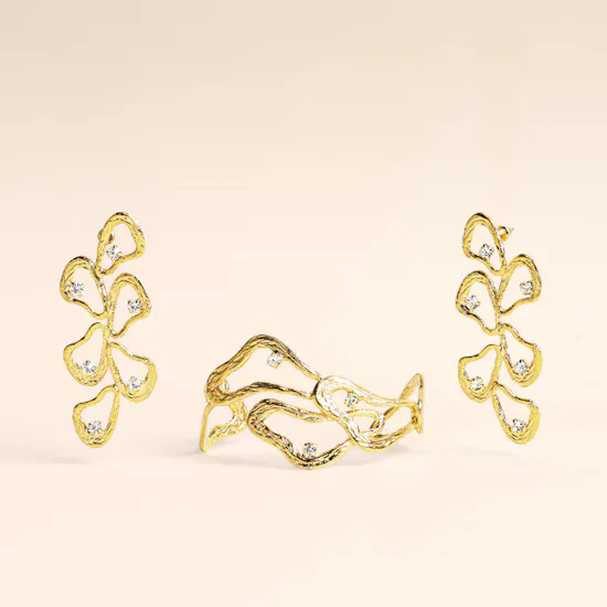 Lynyer Celestial Whispers Gold-plated Bracelet and Earring Set