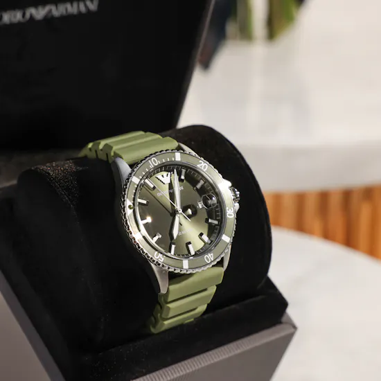 Emporio Armani World Explorer Green Men's Watch | Charming Red Flowers