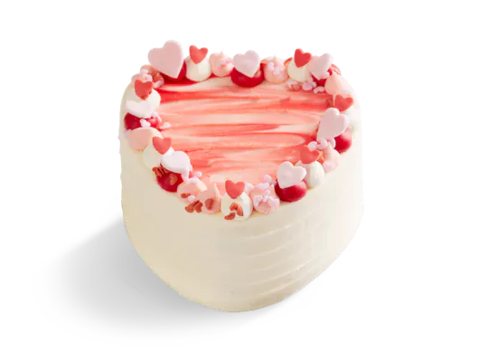 Hummingbird Bakery Vanilla Heart Cake | Red Rose Vase