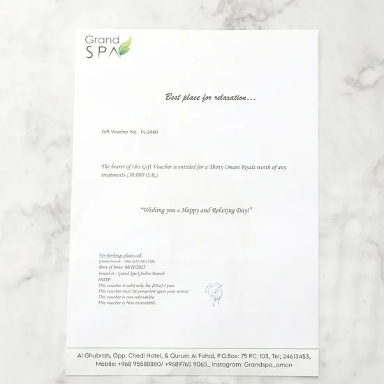 Grand Spa 30 OMR Green Box Gift Voucher