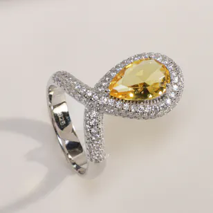 Floward Yellow Sapphire Drop Ring | Size 8
