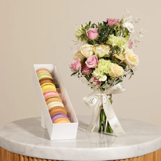 Patisserie by Guillermo Signature Macarons Box | Pastel Flower Bouquet