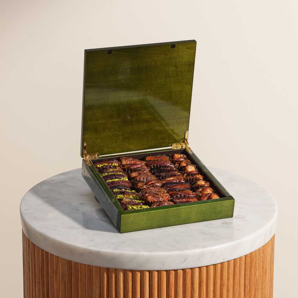 Bateel Stuffed Dates Green Wooden Box