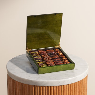 Bateel Stuffed Date Green Wooden Box