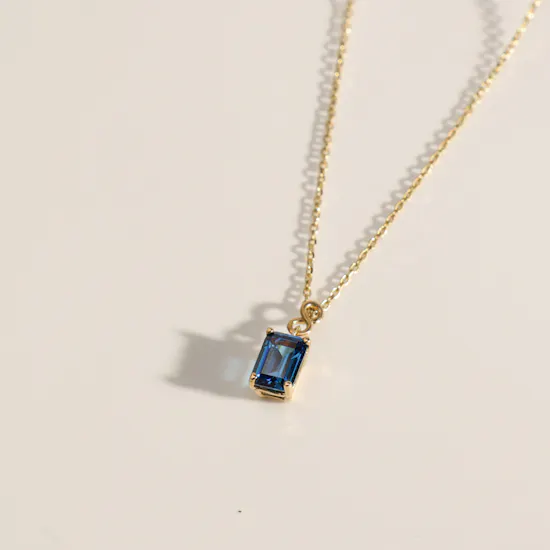 Midad Forever Gold December Blue Zircon Necklace