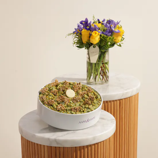 Aani & Dani Pistachio Pudding Cake | Perfectly Poised Flower Vase