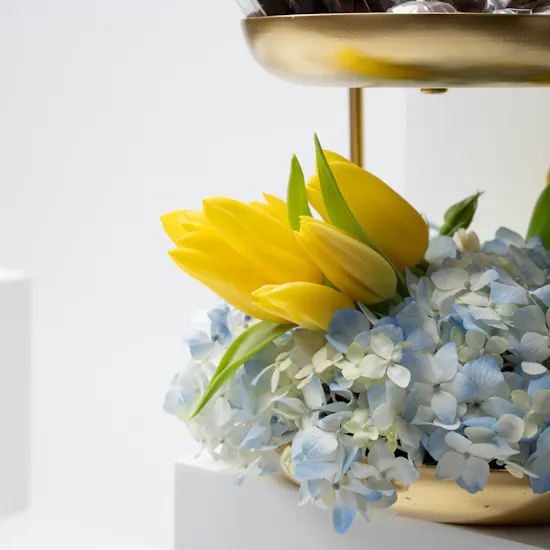 Gold Plate of Chocolate & Flowers