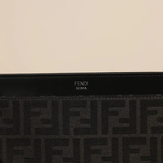 Fendi FF Men's Black Jacquard Flat Medium Pouch