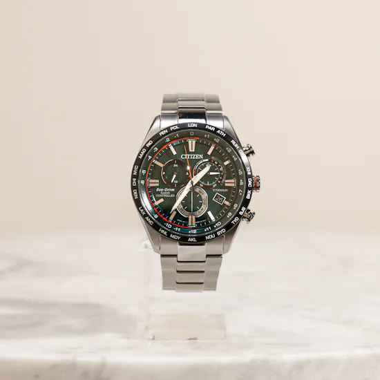Citizen Male Super Titanium Eco Drive Green Watch