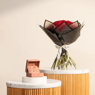 Siran by Iram Diamond Letter A Necklace | Stunning Red Roses Bouquet