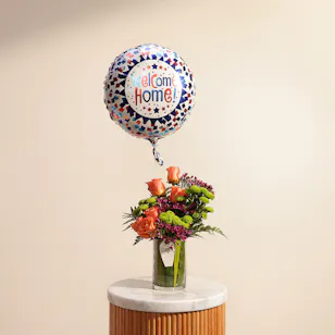 Welcome Home Flower Vase with Balloons