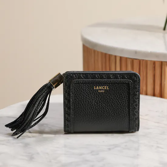 Lancel Black Compact Zipped Women’s Wallet | Classic Red Rose Bouquet