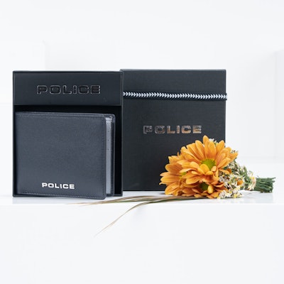 Police Gents Wallet Blue with Flowers 