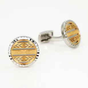 Roberto Cavalli Cuﬄinks | Silver and Gold	