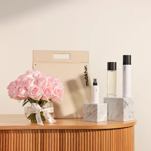 Mubkhar Daily Essentials Box | Purple Roses Vase Mubkhar Daily Essentials Box | Purple Roses Vase