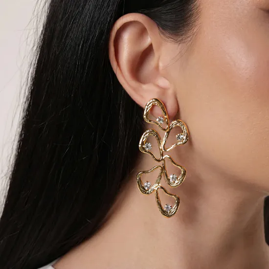 Lynyer Gold-plated Celestial Explosion Drop Earrings