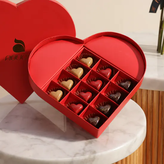 Abucci Red Heart Indulgence Chocolates Box | Passion Flowers Bouquet