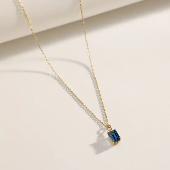 Midad Forever Gold December Blue Zircon Necklace
