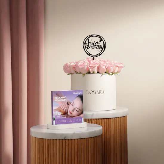 Wondergifts Relaxing Moments Voucher | Happy Birthday Flowers Box