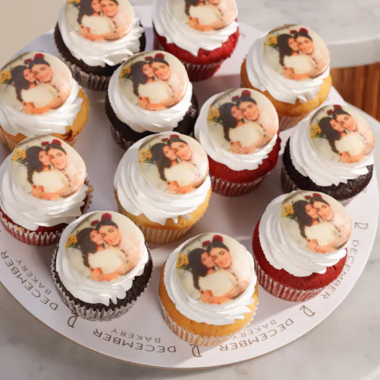 December Cake Personalized Photo Cup Cake | Glam Roses