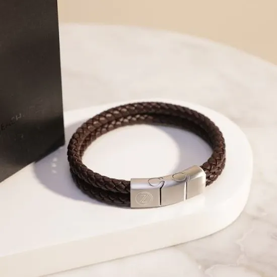 Zus Leather Double Bracelet | Dark Brown