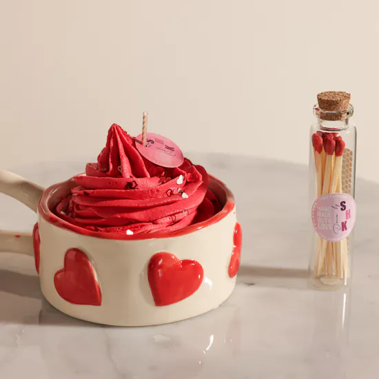 Done By SHK Red Velvet Candle in Heart Cup | I Love You Balloon