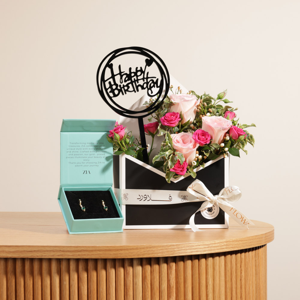  Zia Emerald CZ Earrings | Birthday Flowers 