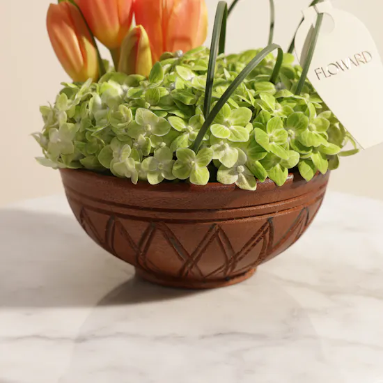 Saudi Artisanal Company Warm Flowers Wooden Vase
