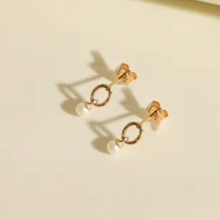 Miss L' By L'azurde Pearl Drop Gold Earrings