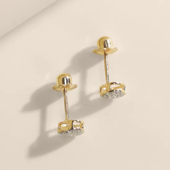 Damas Ara Bambi Heart Yellow Gold Diamond Earrings