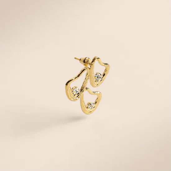 Lynyer Celestial Whispers Trip Drop Gold Plated Bracelet and Earrings Set