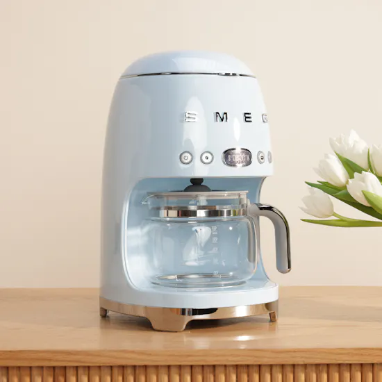 Smeg Drip Filter Pastel Blue Coffee Machine | Practical Beauty Flowers Vase