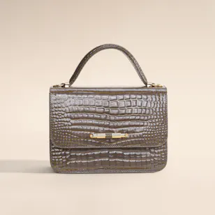 Rula Galayini Baby Vertigo Tan Croc-Print Women’s Bag