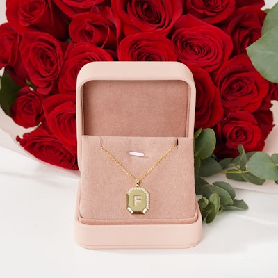 Gold Plated Letter F Necklace | Roses