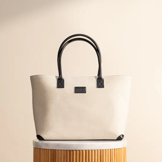 Minilet Black x Off-white Leather Canvas Bag for Women