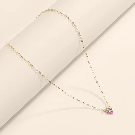 Miss L' Kids Pink Strawberry Gold Necklace