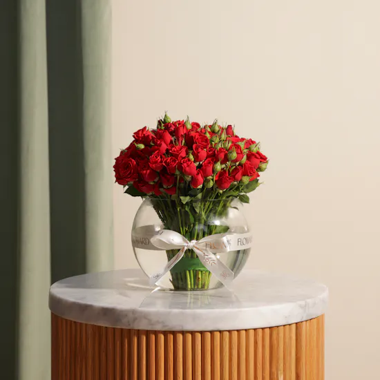 Red Baby Roses Vase | 35 Flowers