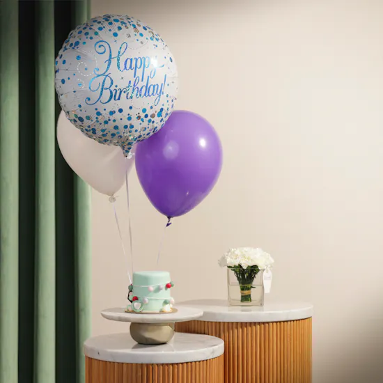 Floward Decorative Ball Birthday Cake | Shiny Flowers Vase